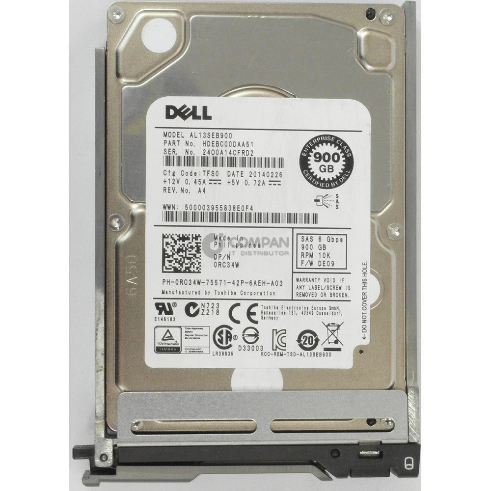 RC34W DELL HDD 900GB 10K SAS 6G 2.5" SFF HOT-SWAP